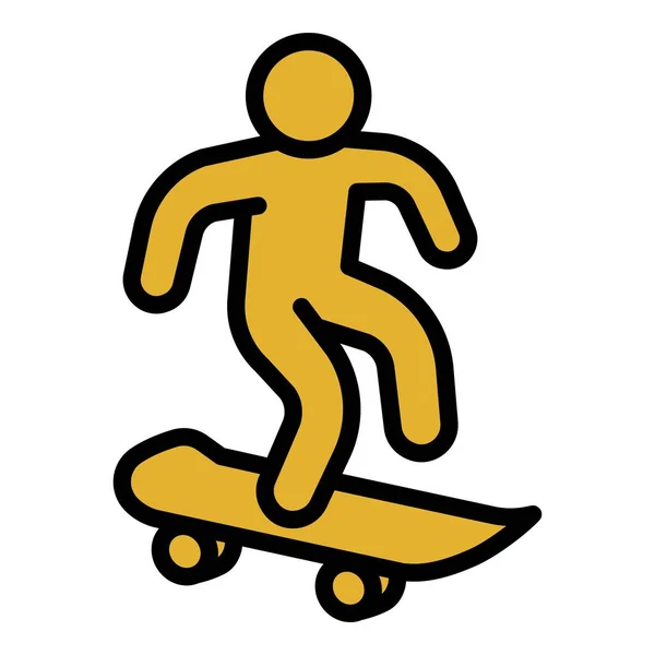 儿童滑板图标，轮廓风格 — 图库矢量图片