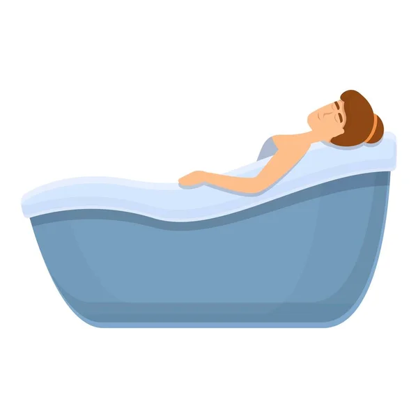 Self care bathtub icon, cartoon style — Stock Vector