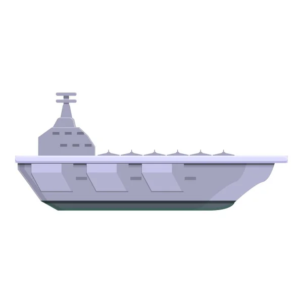 Aircraft carrier battleship icon, cartoon style — Stock Vector