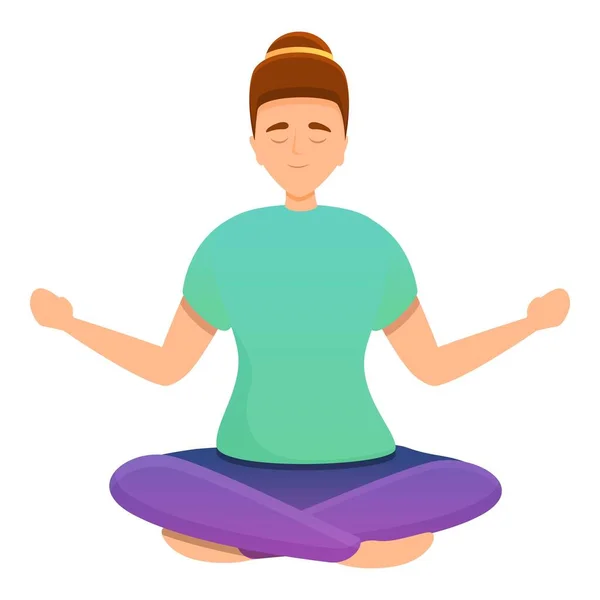 Home icona di meditazione, stile cartone animato — Vettoriale Stock