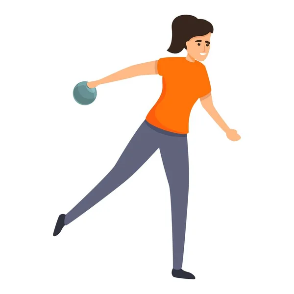 Attività giocando a bowling icona, stile cartone animato — Vettoriale Stock