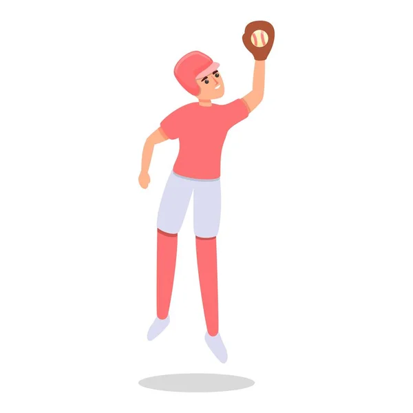Jugador jugando béisbol icono, estilo de dibujos animados — Vector de stock