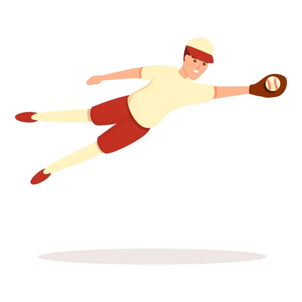 Baseballspieler springen Ikone, Cartoon-Stil — Stockvektor