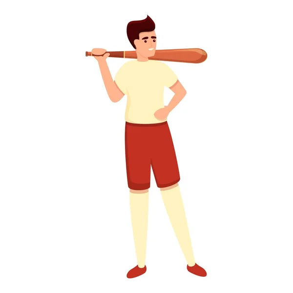 Amerikanische Baseballspieler-Ikone im Cartoon-Stil — Stockvektor