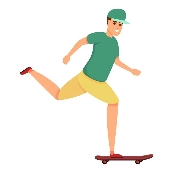 Speed kid skateboarding icon, cartoon style — Stock Vector