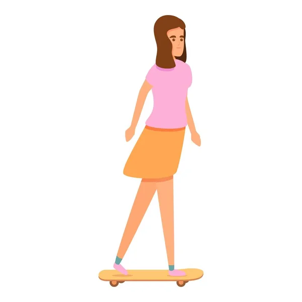 Femme icône de skateboard, style dessin animé — Image vectorielle