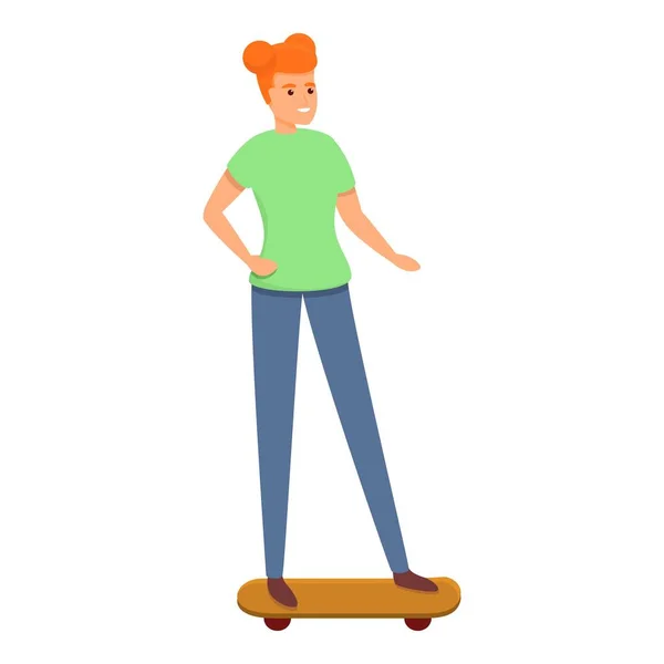 Οδός κορίτσι skateboarding εικονίδιο, στυλ κινουμένων σχεδίων — Διανυσματικό Αρχείο