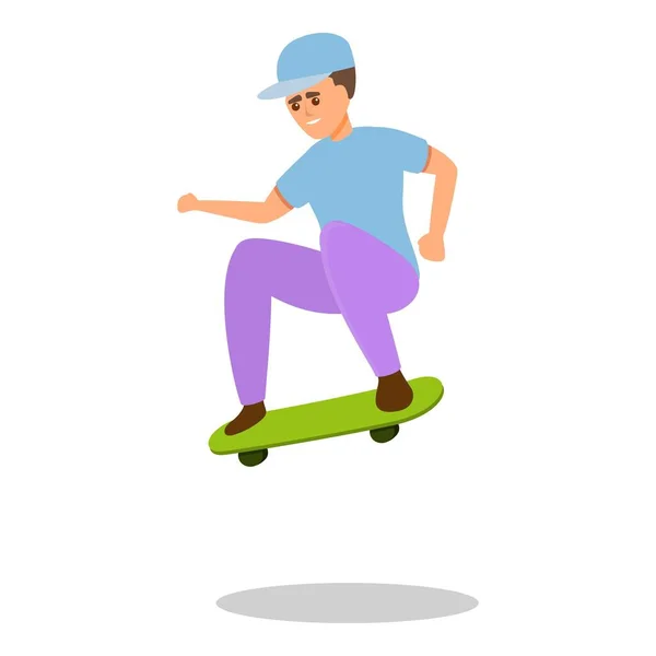 Skateboarding Kinder springen Symbol, Cartoon-Stil — Stockvektor