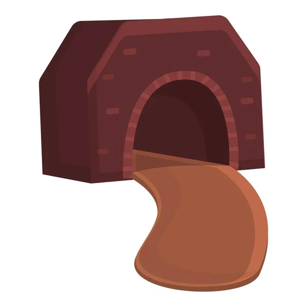 Icono de túnel de ladrillo, estilo de dibujos animados — Vector de stock