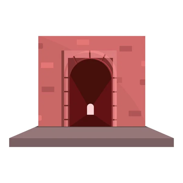 Antiguo icono del túnel de ladrillo, estilo de dibujos animados — Vector de stock