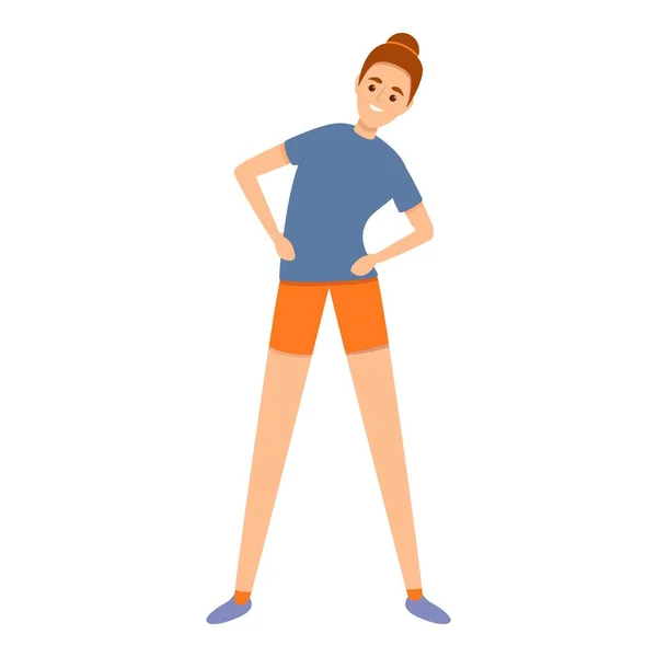 Chica mañana ejercicio icono, estilo de dibujos animados — Vector de stock
