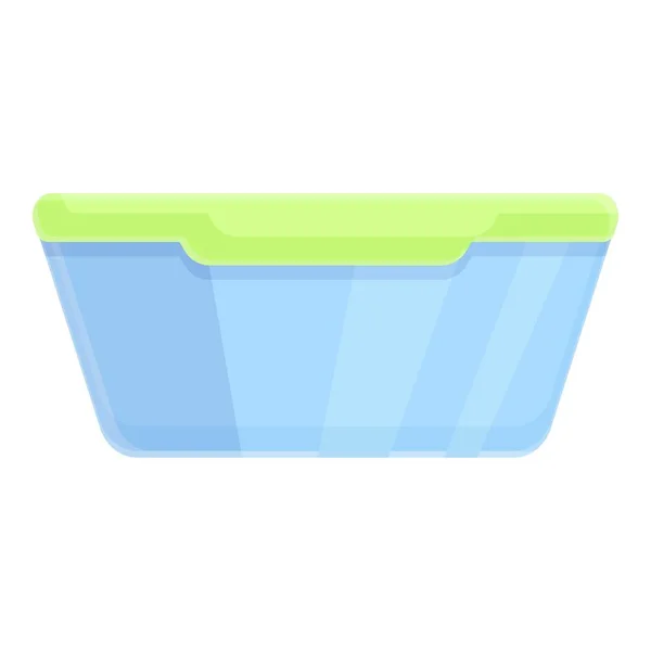 Icône de boîte alimentaire en plastique biodégradable, style dessin animé — Image vectorielle
