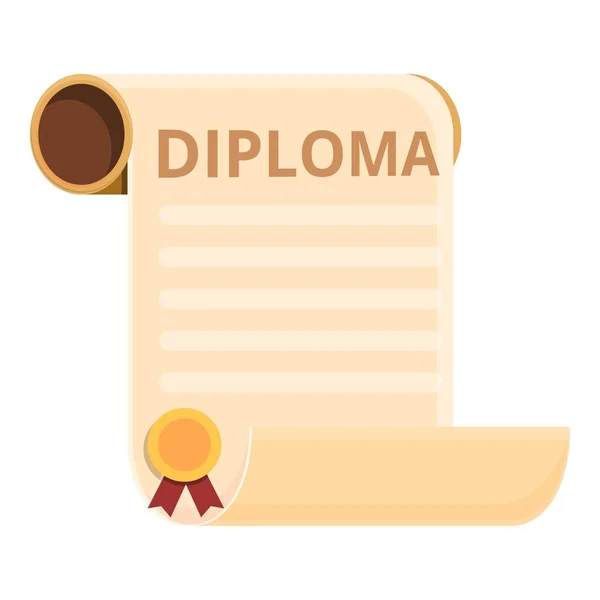 Diploma de grado icono, estilo de dibujos animados — Vector de stock