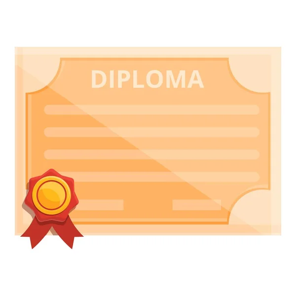 Diploma de certificado icono, estilo de dibujos animados — Vector de stock