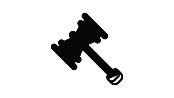 Juiz martelo ícone animação — Vídeo de Stock