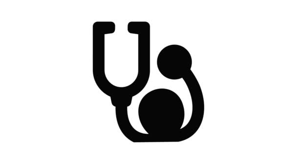 Medical stethoscope icon animation — Stock Video