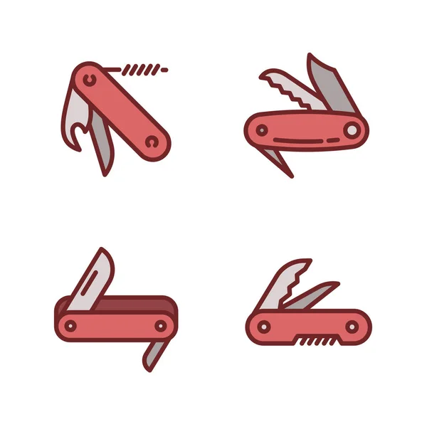 Conjunto de ícones Penknife, estilo esboço —  Vetores de Stock