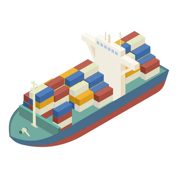 Container ship icon, isometric style — Stock Vector