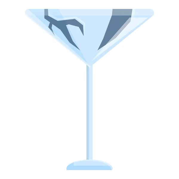 Icono de cristal de martini roto, estilo de dibujos animados — Vector de stock