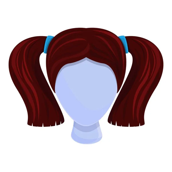Ragazza icona parrucca, stile cartone animato — Vettoriale Stock