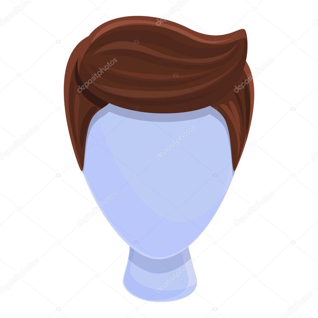 Stylish wig icon, cartoon style