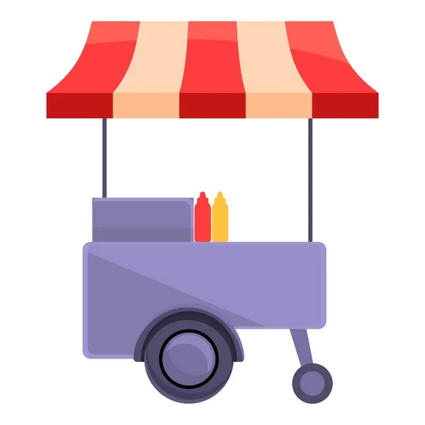 Hot dog trolley icône, style dessin animé — Image vectorielle