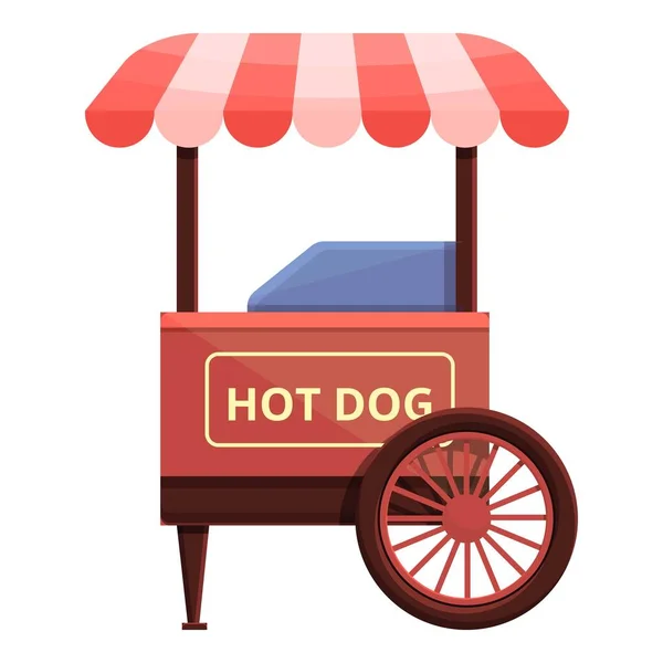 Hot dog shop vozík ikona, kreslený styl — Stockový vektor