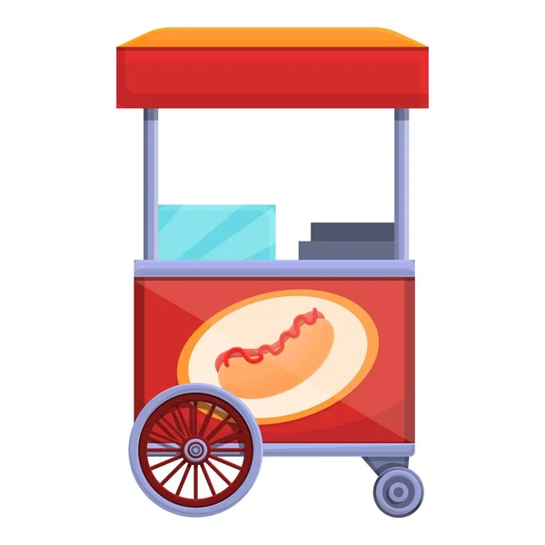 Perro caliente calle snack icono, estilo de dibujos animados — Archivo Imágenes Vectoriales