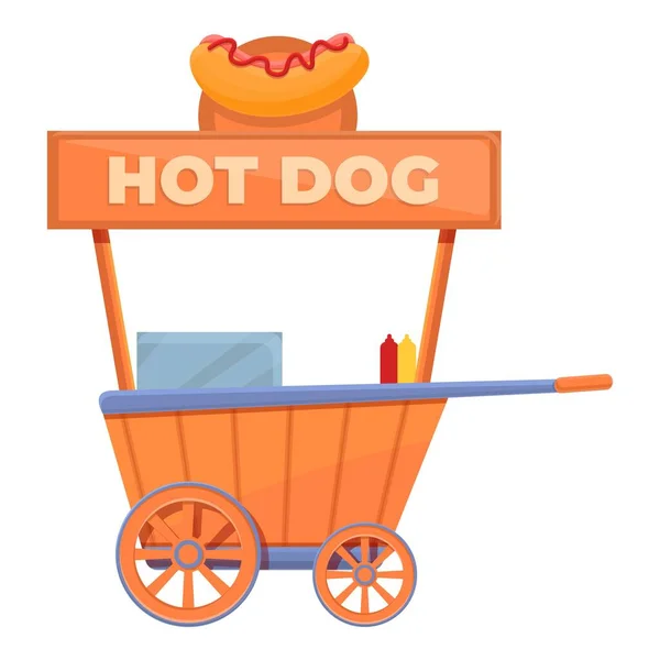 Hot dog street car icon, cartoon style — Stock Vector