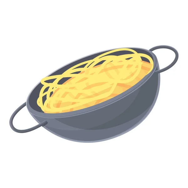 Wok stir fry icon, cartoon style — стоковый вектор