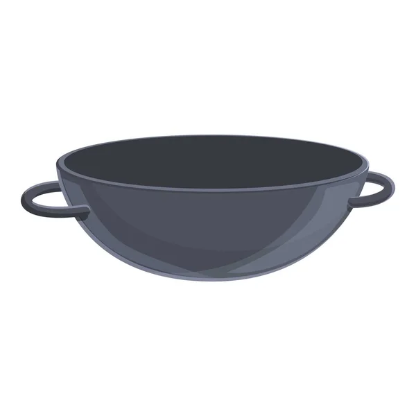 Icône de casserole wok vide, style dessin animé — Image vectorielle