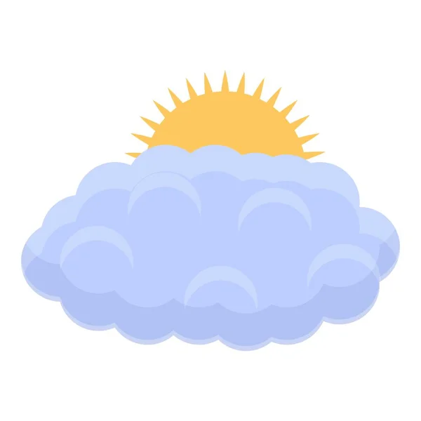 Zon en wolk pictogram, cartoon stijl — Stockvector