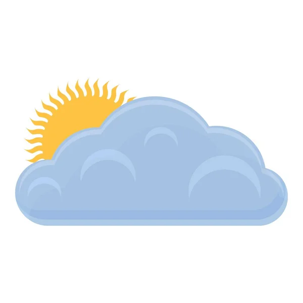Słoneczny z ikoną chmur, kreskówkowy styl — Wektor stockowy