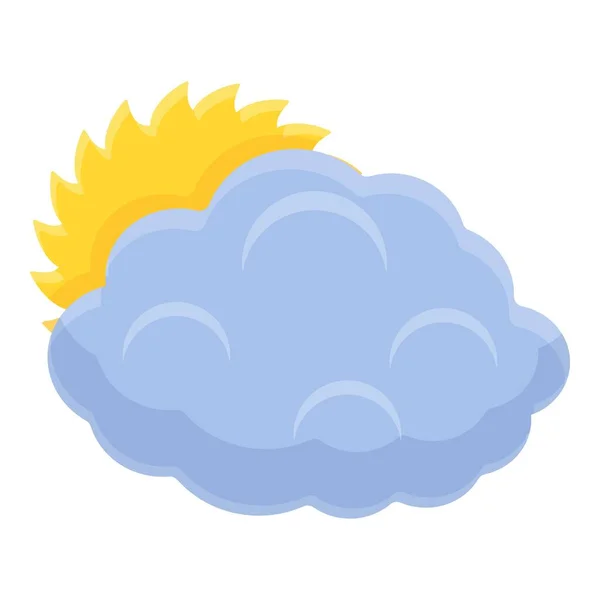 Słońce za ikoną chmury, w stylu kreskówki — Wektor stockowy