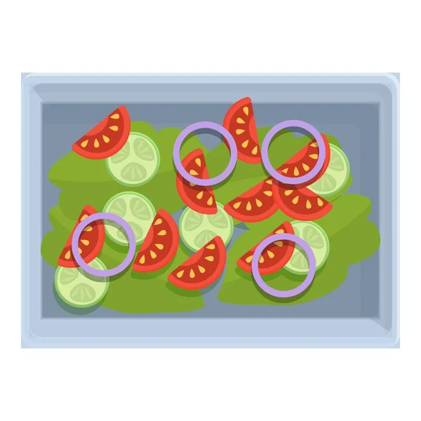 Tomat segar salad makanan ikon maskapai, gaya kartun - Stok Vektor