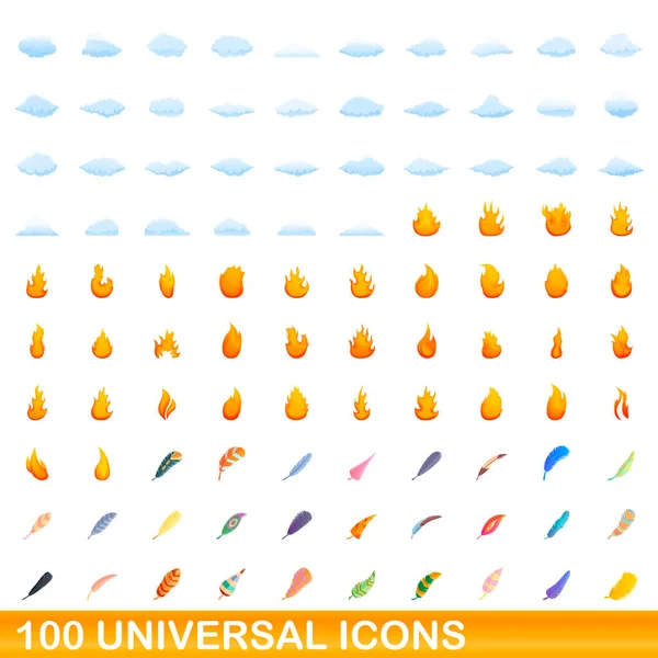 100 zestaw ikon uniwersalnych, kreskówka — Wektor stockowy