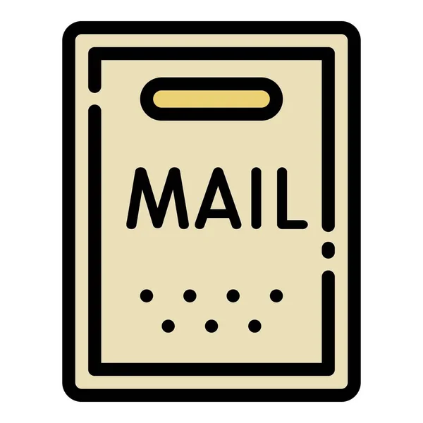 Значок почтового ящика, стиль контура — стоковый вектор
