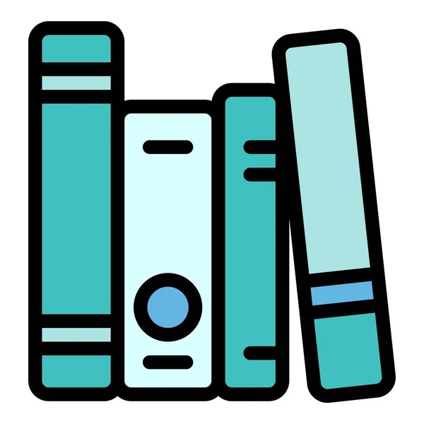 Icono de pila de libros de aprendizaje interactivo, estilo de esquema — Vector de stock