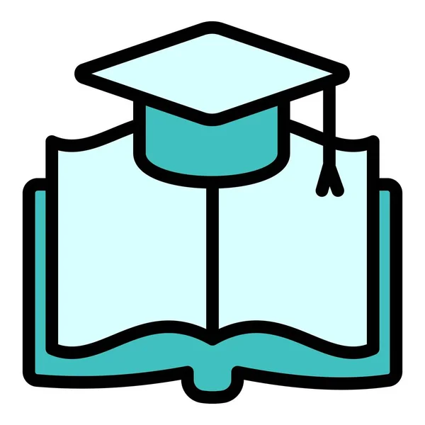 卒業オープンブックアイコン、アウトラインスタイル — ストックベクタ
