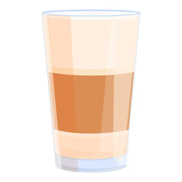 Latte icono de vidrio caliente, estilo de dibujos animados — Vector de stock
