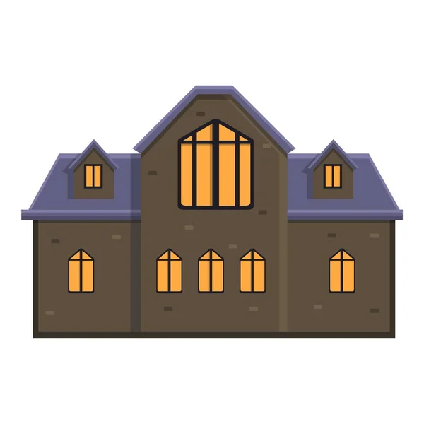 Night creepy house icon, cartoon style — Stock Vector