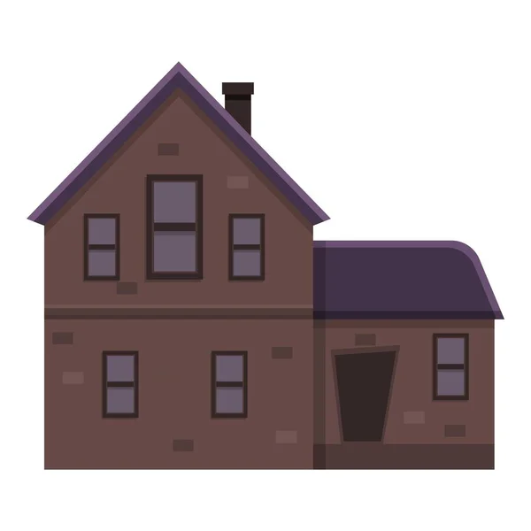 Икона темного кривого дома, в стиле мультфильма — стоковый вектор