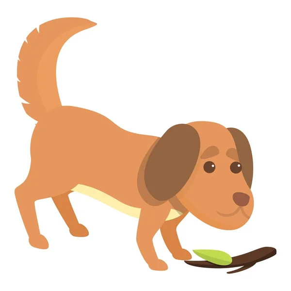 Brincalhão cão madeira vara ícone, estilo dos desenhos animados — Vetor de Stock