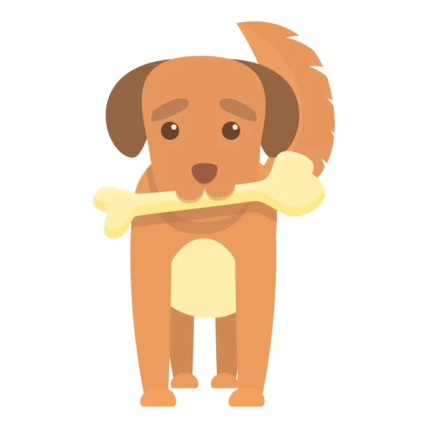 Kemik simgesi olan oyuncu köpek, çizgi film stili. — Stok Vektör