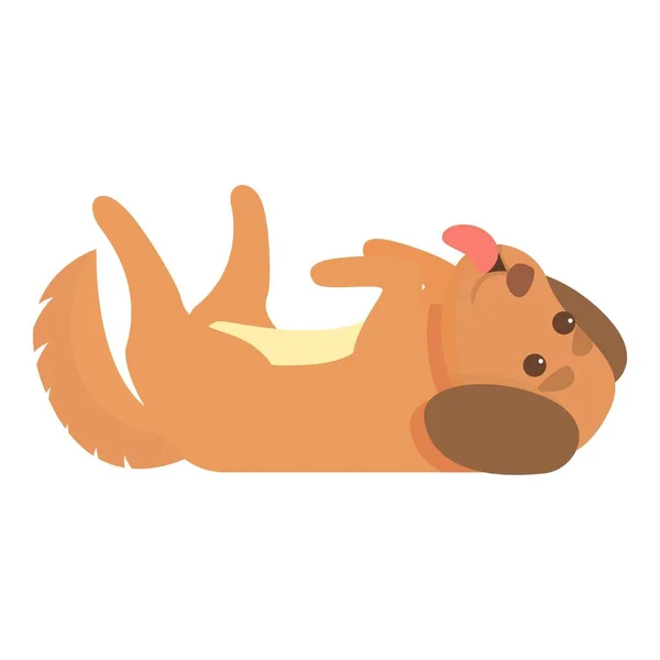 Juguetón perro en el icono de la espalda, estilo de dibujos animados — Vector de stock