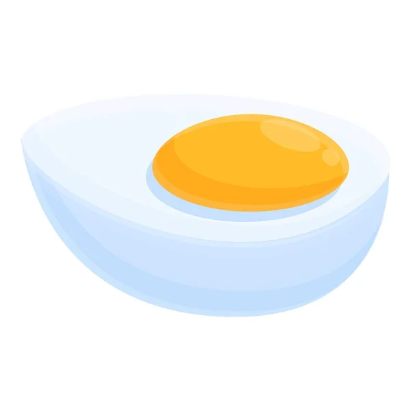 Μισό βραστό αυγό εικονίδιο, στυλ κινουμένων σχεδίων — Διανυσματικό Αρχείο