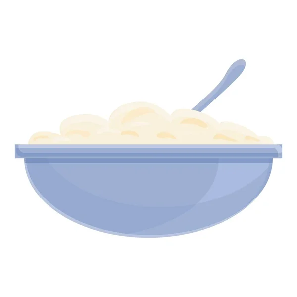 Icône bol de fromage blanc, style dessin animé — Image vectorielle