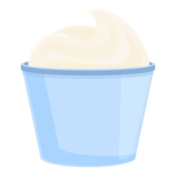 Latte icona panna acida, stile cartone animato — Vettoriale Stock