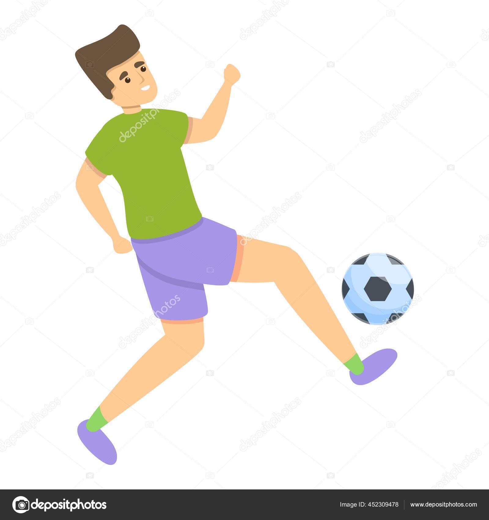 Enfant Frappe Ballon Icone De Football Style Dessin Anime Image Vectorielle Par Nsit0108 C Illustration