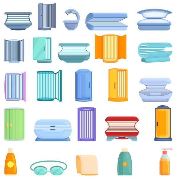 Solarium iconen set, cartoon stijl — Stockvector